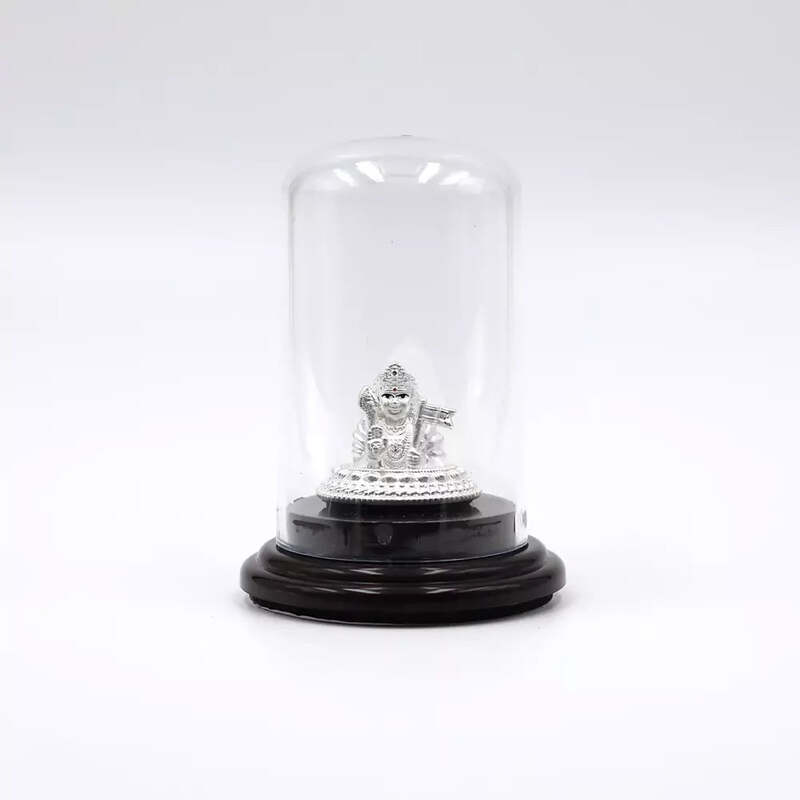 999 Pure Silver Lord Murugan Statue for Pooja, Gift, and Car Dashboard
