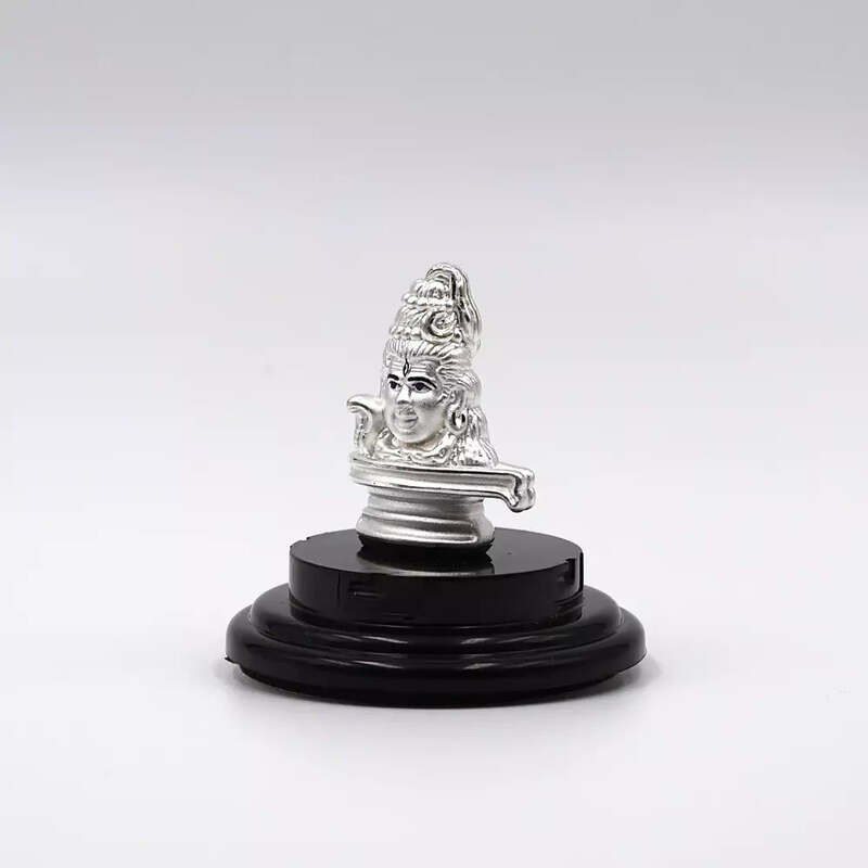 999 Pure Silver Lord Shiva Statue: Divine Symbol of Statue for Pooja, Gift, and Car Dashboard