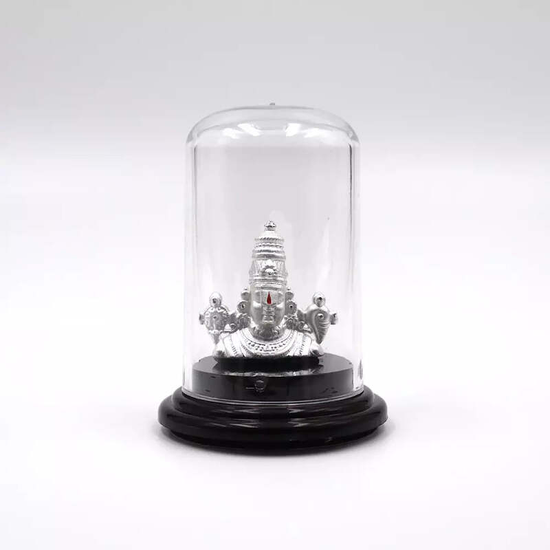 999 Pure Silver Lord Tirupati Balaji Statue for Pooja, Gift, and Car Dashboard