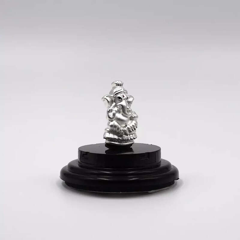 999 Pure Silver Lord Ganesha Statue: Statue for Pooja, Gift, and Car Dashboard