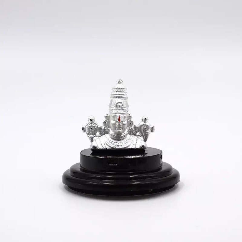 999 Pure Silver Lord Tirupati Balaji Statue for Pooja, Gift, and Car Dashboard