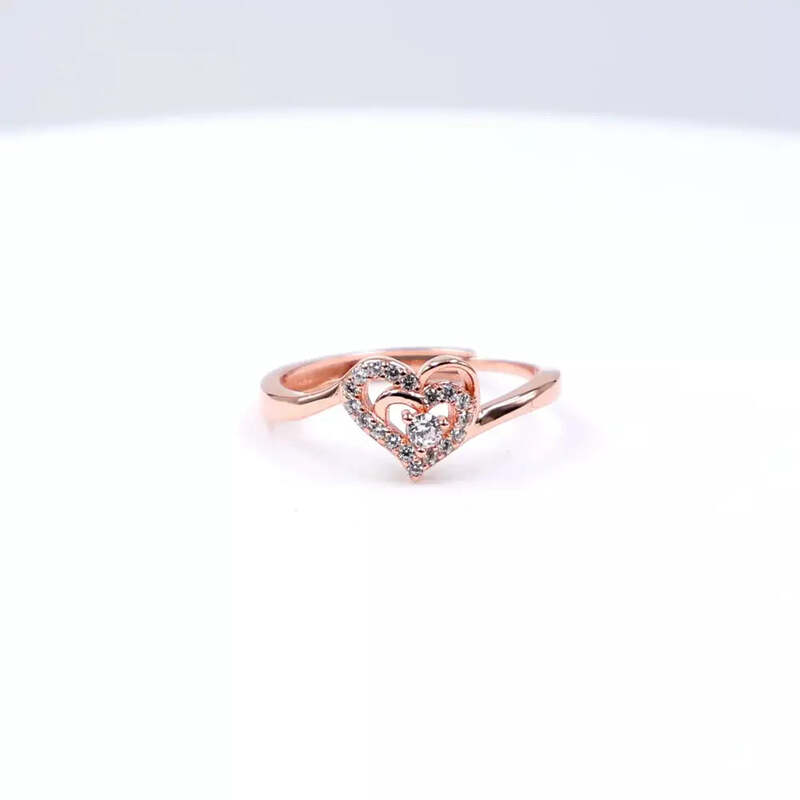 92.50 Silver Diamond Heart  With in Love Ring Adjustable