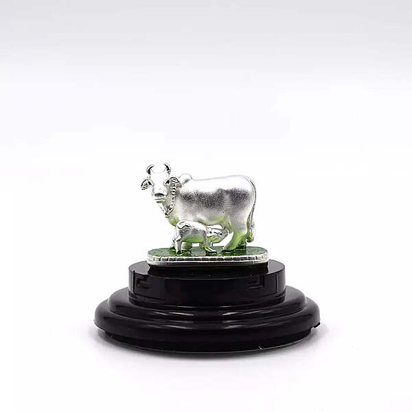 999 Pure Silver Shri Gomatha Statue for Pooja, Gift, and Car Dashboard