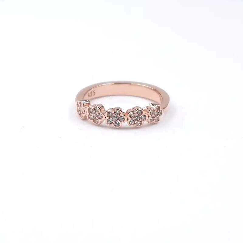 92.50 Silver Five Rose Ring Adjustable