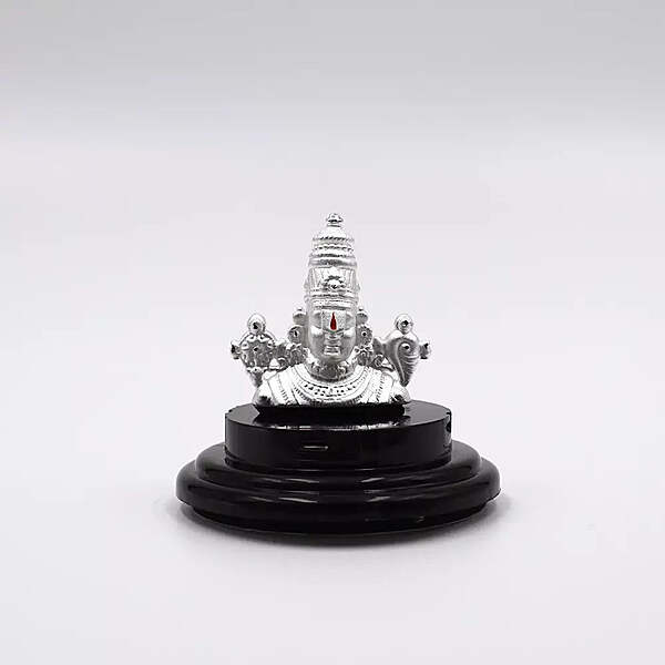 999 Pure Silver Lord Tirupati Balaji Statue for Pooja, Gift, and Car Dashboard