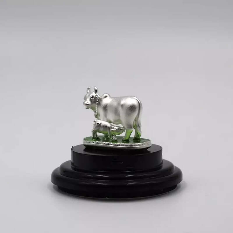 999 Pure Silver Shri Gomatha Statue for Pooja, Gift, and Car Dashboard