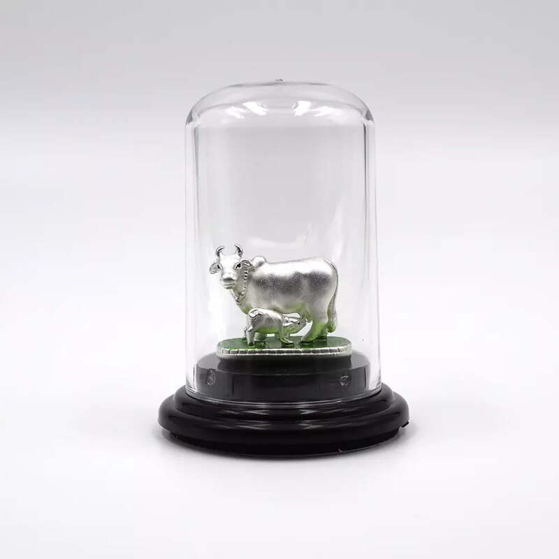 999 Pure Silver Shri Gomatha Statue for Pooja, Gift, and Car Dashboard