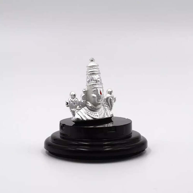 999 Pure Silver Lord Tirupati Balaji Statue for Pooja, Gift, and Car Dashboard