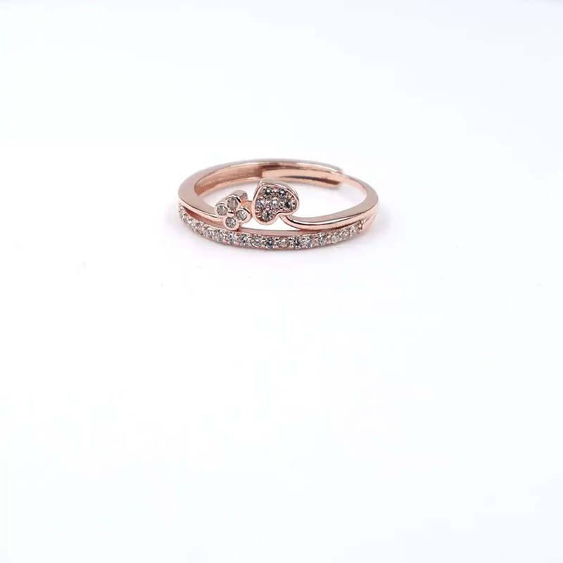 92.50 Silver Diamond Heart Ring Adjustable