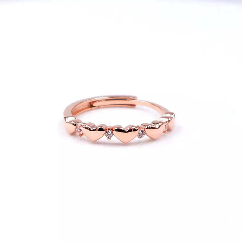 92.50 Silver Rose gold Five Heart Ring