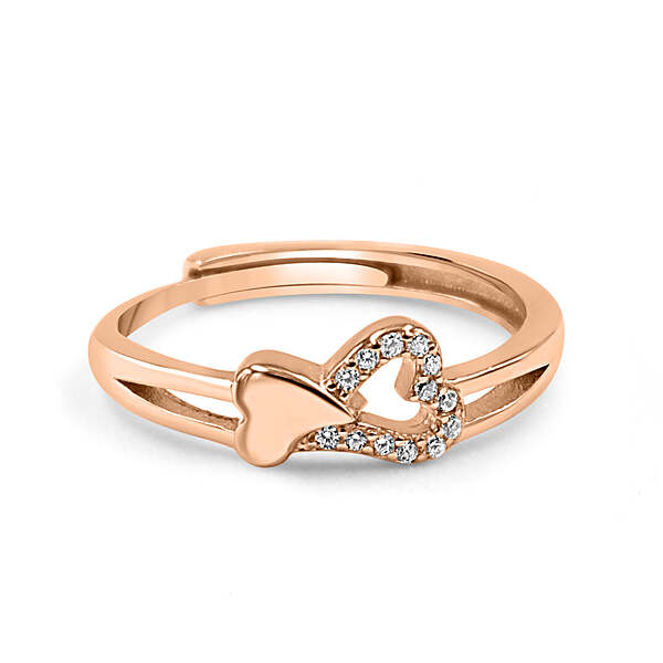 92.50 Silver Dimond Heart Ring Adjustable