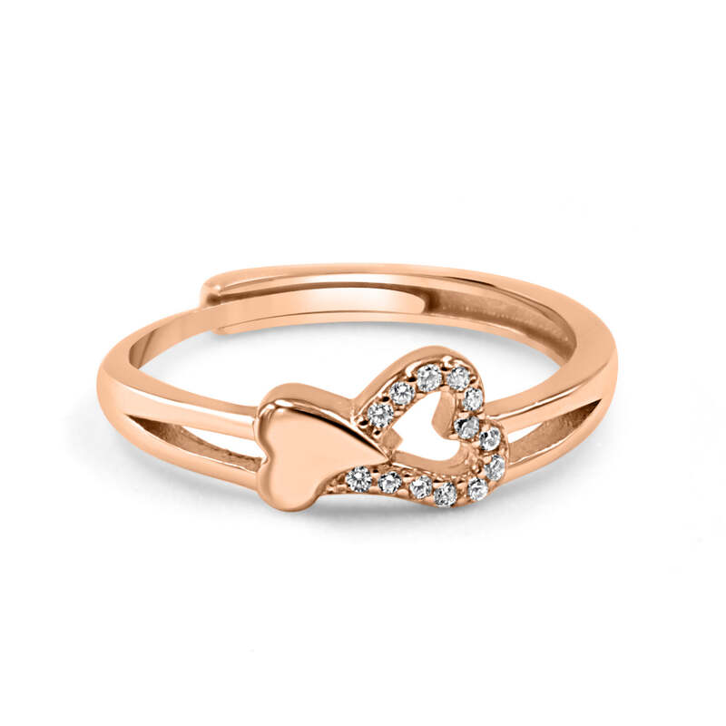 92.50 Silver Dimond Heart Ring Adjustable