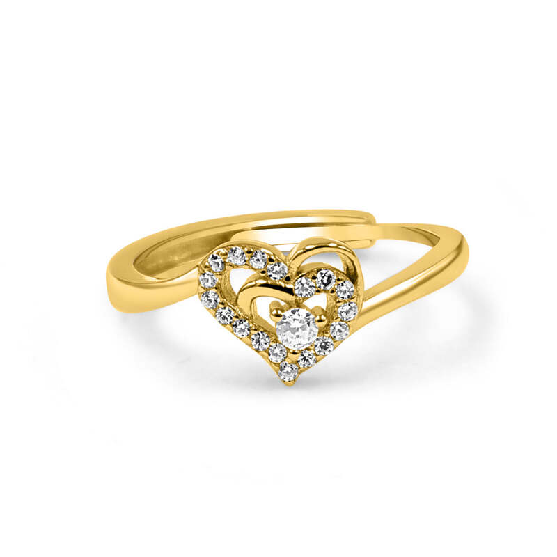 92.50 Silver Diamond Heart With in Love Ring Adjustable