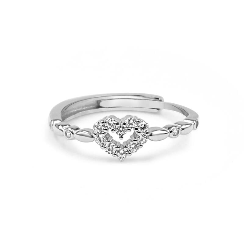 92.50 Silver Glorious Heart Ring Adjustable