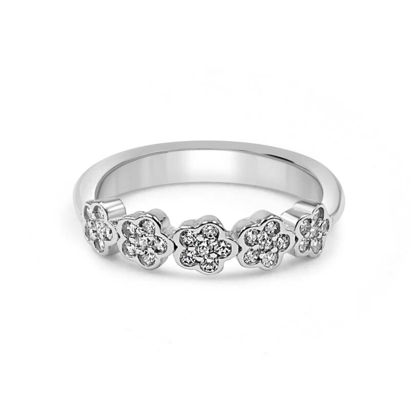 92.50 Silver Five Rose Ring Adjustable