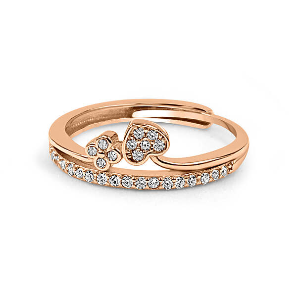 92.50 Silver Diamond Heart Ring Adjustable