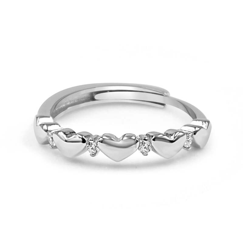92.50 Silver Rose gold Five Heart Ring