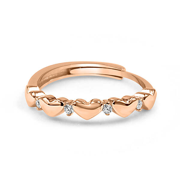 92.50 Silver Rose gold Five Heart Ring