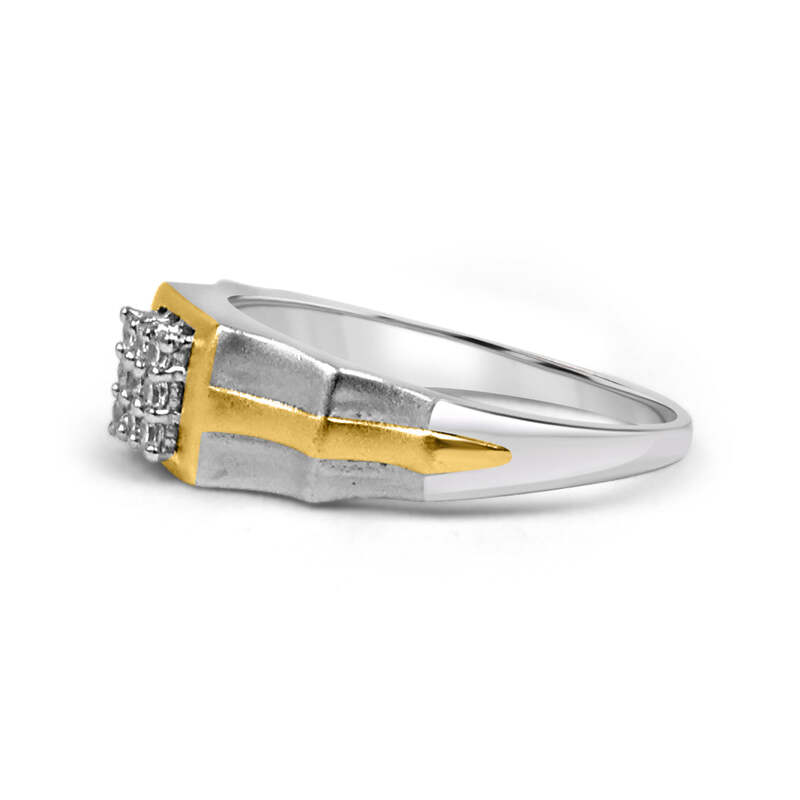 92.50 Dimond Ring for Men with gold strips