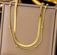 GOLD-PLATED ANTI TARNISH CHAIN LAYERED NECKLACE
