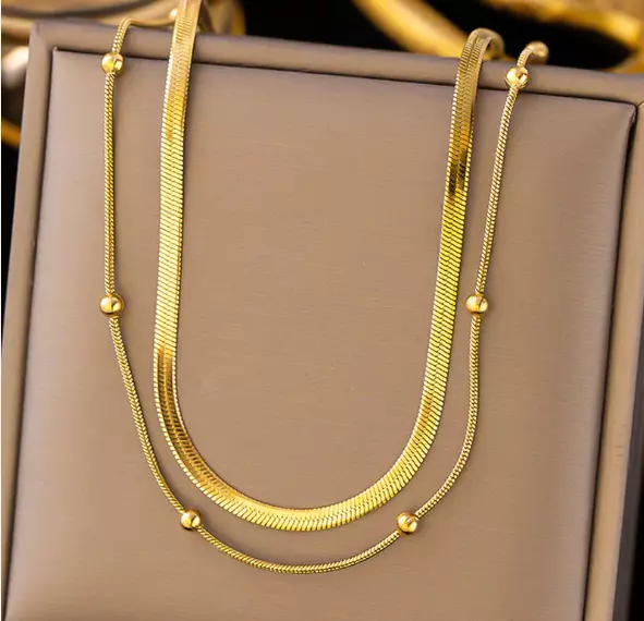 GOLD-PLATED ANTI TARNISH CHAIN LAYERED NECKLACE