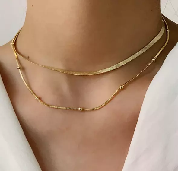 GOLD-PLATED ANTI TARNISH CHAIN LAYERED NECKLACE