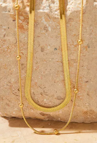 GOLD-PLATED ANTI TARNISH CHAIN LAYERED NECKLACE