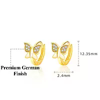 GOLD PLATED AMERICAN DIAMOND STUDDED BUTTERFLY SHAPE KOREAN HOOP EARRINGS
