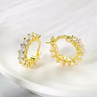 GOLD PLATED AMERICAN DIAMOND STUDDED CONTEMPORARY BEAUTIFUL HOOP EARRINGS