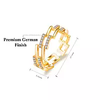 GOLD PLATED AMERICAN DIAMOND STUDDED CONTEMPORARY KOREAN FINGER RING