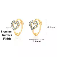 GOLD PLATED AMERICAN DIAMOND STUDDED HEART SHAPE HOOP EARRINGS