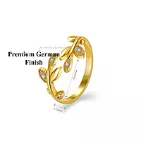 AMERICAN DIAMOND STUDDED LEAF INSPIRED CONTEMPORARY KOREAN FINGER RING