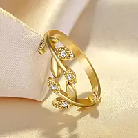 AMERICAN DIAMOND STUDDED LEAF INSPIRED CONTEMPORARY KOREAN FINGER RING