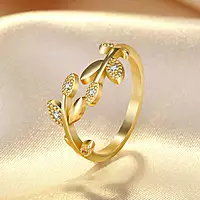 AMERICAN DIAMOND STUDDED LEAF INSPIRED CONTEMPORARY KOREAN FINGER RING