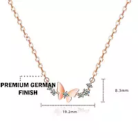ROSE GOLD PLATED AMERICAN DIAMOND STUDDED BUTTERFLY THEMED CONTEMPORARY PENDANT