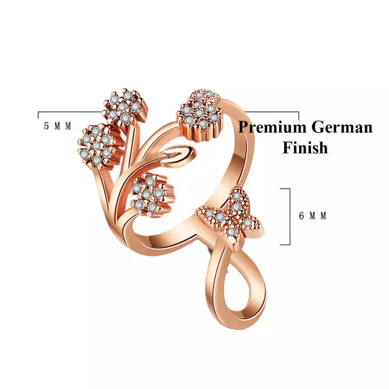 ROSE GOLD PLATED AMERICAN DIAMOND STUDDED CONTEMPORARY KOREAN FINGER RING