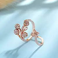 ROSE GOLD PLATED AMERICAN DIAMOND STUDDED CONTEMPORARY KOREAN FINGER RING