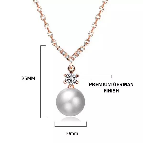 ROSE GOLD PLATED AMERICAN DIAMOND STUDDED CONTEMPORARY KOREAN PENDANT