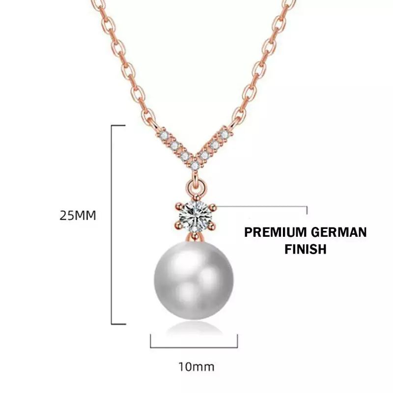 ROSE GOLD PLATED AMERICAN DIAMOND STUDDED CONTEMPORARY KOREAN PENDANT