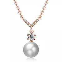 ROSE GOLD PLATED AMERICAN DIAMOND STUDDED CONTEMPORARY KOREAN PENDANT