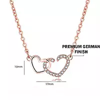 ROSE GOLD PLATED AMERICAN DIAMOND STUDDED DUAL HEART CONTEMPORARY KOREAN PENDANT