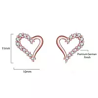 ROSE GOLD PLATED AMERICAN DIAMOND STUDDED HEART SHAPE KOREAN STUD EARRINGS