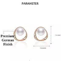 ROSE GOLD PLATED TRIANGLE SHAPED PEARL STUDDED KOREAN STUD EARRINGS