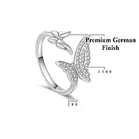 SILVER PLATED AMERICAN DIAMOND STUDDED BUTTERFLY SHAPE CONTEMPORARY KOREAN FINGER RING