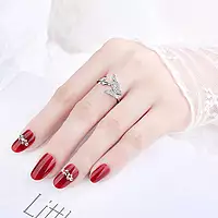 SILVER PLATED AMERICAN DIAMOND STUDDED BUTTERFLY SHAPE CONTEMPORARY KOREAN FINGER RING