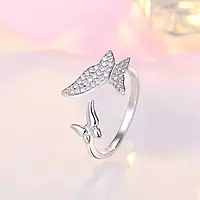 SILVER PLATED AMERICAN DIAMOND STUDDED BUTTERFLY SHAPE CONTEMPORARY KOREAN FINGER RING