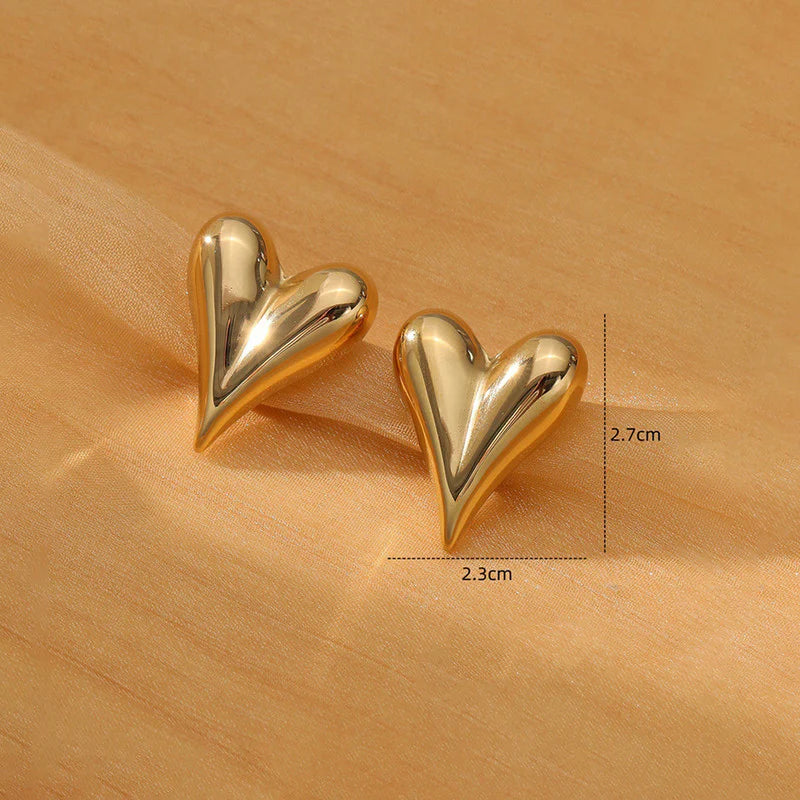 GOLD PLATED ANTI TARNISH HEART THEMED EARRINGS