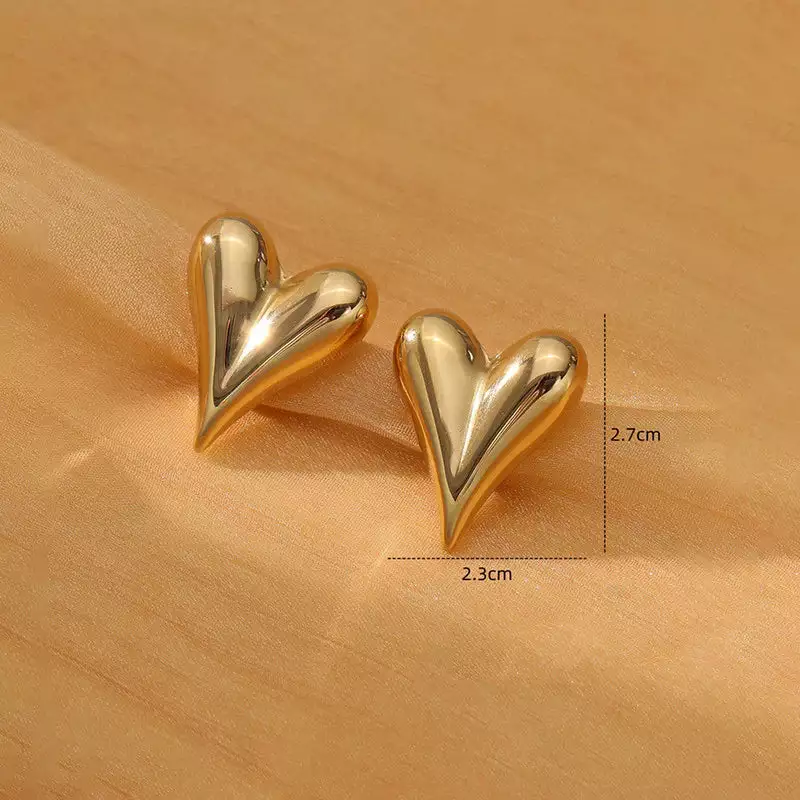 GOLD PLATED ANTI TARNISH HEART THEMED EARRINGS