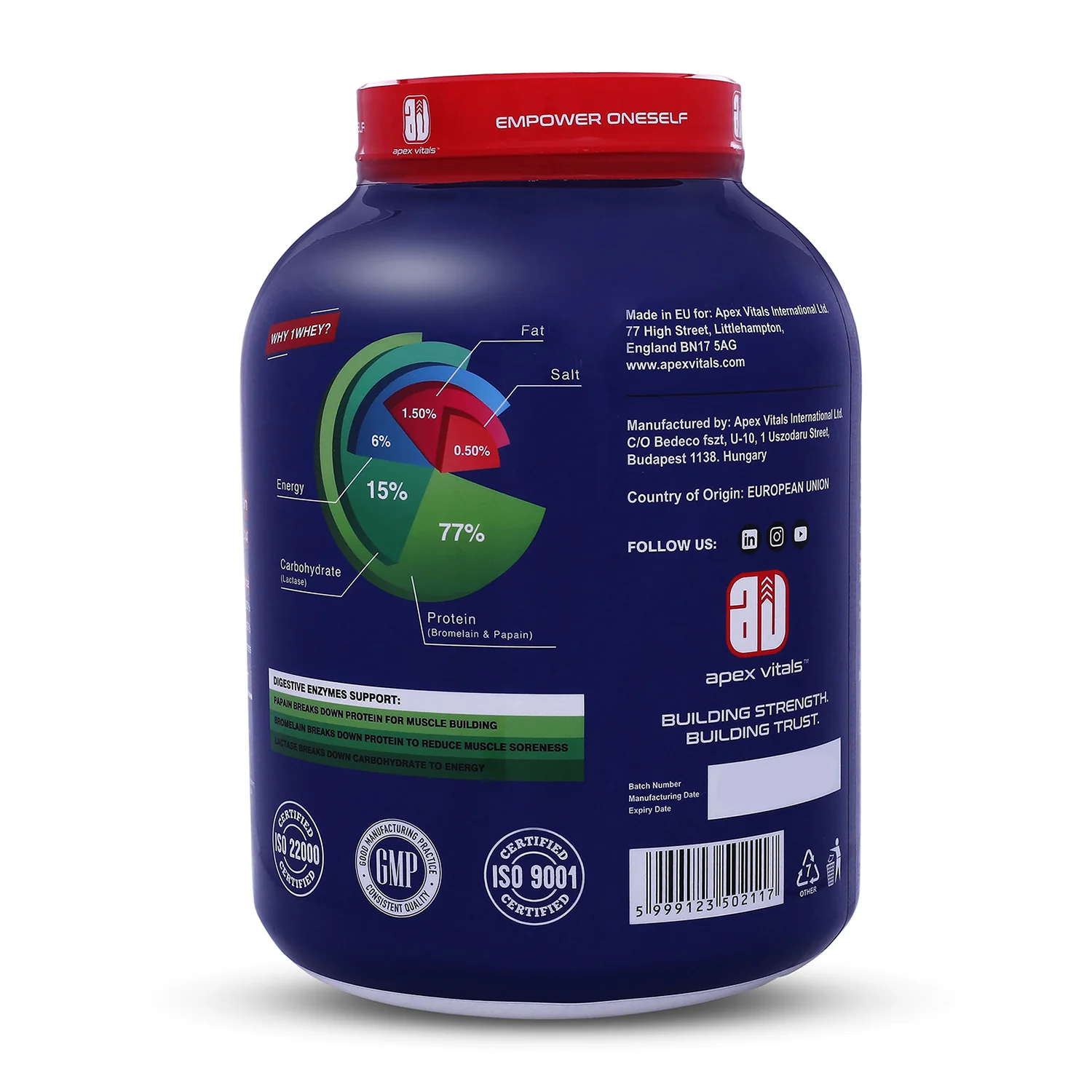 Apex Vitals 1 Whey Protein 4 Lbs