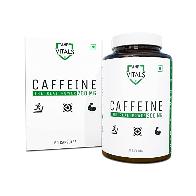 AHP VITALS Caffeine 200mg, 60 Capsules - Pre-Workout Supplement to Boost Mental Focus and Energy